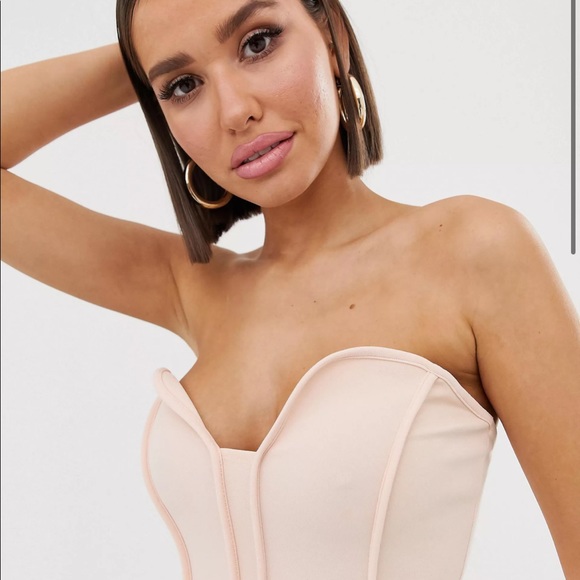 Missguided bandeau bodycon mini dress with seam details in champagne - Picture 5 of 5